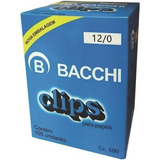 Clips P/papel Galvanizado 12/0 Bacchi 500 Grs - Cx C/ 105 Un Cor Branco
