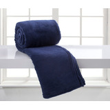 Cobertor Corttex Home Design Microfibra Cor Azul-marinho Com Design Liso De 2.2m X 1.8m