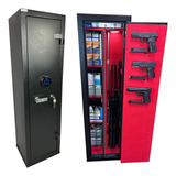 Cofre Biométrico 140x40x35 Para 4 Armas Longas Porta Maciça