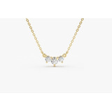 Cola Ouro 18k Corrente Feminina Brilhantes Diamante Trio 