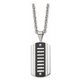 Colar Chisel Em Aço Inoxidável Dog Tag Preto Banhado A Ip