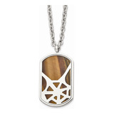 Colar Chisel Em Aço Inoxidável Tiger's Eye Dog Tag 60cm