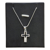 Colar Corrente Veneziana 45cm Prata 925 C Pingente Crucifixo