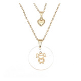 Colar Duplo Filha Criança Mãe De Menina Folheado Ouro 18k.