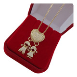Colar Filhos Menino Menina Casal Semi Joia Banhado Ouro 18k