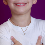 Colar Infantil Menino Pingente Cruz Banhado Ouro Antialérgic
