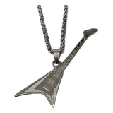 Colar Pingente Guitarra Aço Inox 316 60 Cm