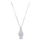 Colar Prata 925 Nossa Senhora Cravejada Pedras Zircônia 