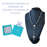 Colar Terço De Pescoço Nossa Senhora Aparecida 52cm Cor Terço Hematita