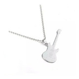 Colar Unissex Pingente Guitarra Punk Aço Inoxidável Laser 