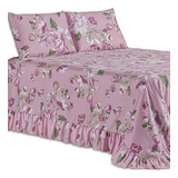 Colcha Vianelli Premium King 3 Peças Percal 400 Fios Toque Macio - Maya Rosê Floral