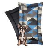 Colchonete Caminha Pet Cães Gatos Impermeável Geométrica P Cor Azul Desenho Triângulo Azul