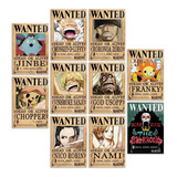 Coleção 10 Quadros Wanted One Piece Chapéus De Palha Mdf A5