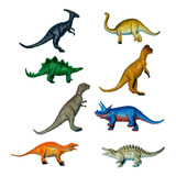 Coleção 8 Dinossauros De Borracha Miniatura Tiranossauro Rex