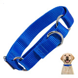 Coleira Belga Enforcador Nylon Cão Grande Com Regulagem Pet Cor Azul Tamanho Da Coleira G