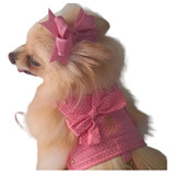 Coleira Peitoral Pet Rosa E Guia Shitzu Yorkshire Spitz Pug