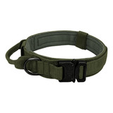 Coleira Tática Militar Ajustável Resistente Pastor Pit Bull Cor Verde-musgo Verde Tamanho Da Coleira Xl