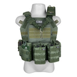 Colete Plate Carrier Modular + 8 Peças Airsoft Paintball 