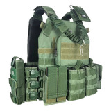 Colete Plate Carrier Modular +9 Peças Airsoft Ja Rio Militar