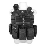 Colete Tático Militar Plate Carrier Modular + 8 Bolsos Verde