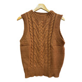 Colete Tricot Feminino Linho Fio Grosso Moda Outono Inverno