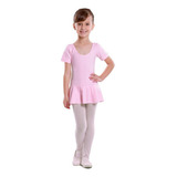 Collant Ballet Manga Curta Com Saia Embutida Infantil Dança