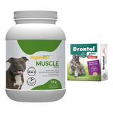 Combo (1) Muscle Dog 1kg + (1) Drontal 10kg C/ 2 Comprimidos