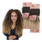 Combo 2 Cabelos Organico Cacheado Afro Para Crochet Braids Cor Castanho Com Acobreado E Pontas Platinadas Mt4 30 613
