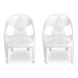 Combo 2 Cadeiras Poltronas Plásticas Diamond Moderna Branca