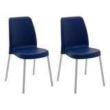 Combo 2 Cadeiras Vanda Azul Yale Pernas Alumínio Tramontina