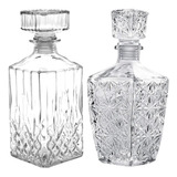 Combo 2 Decanter Frasco Decoração Cristal Whisky Licor
