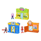 Combo 3 Playsets E Bonecos Spidey Amazing Friends City Bloks