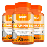 Combo 3 Vitamina B12 Cianocobalamina Original 100% 180 Cáps 