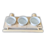 Comedouro Triplo Play Psitas. Potes De Porcelana De 80ml.