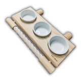 Comedouro Triplo Play Psitas Pote 80ml Poleiro Corda Algodão
