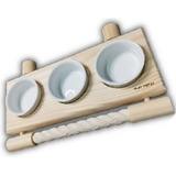 Comedouro Triplo Pote 80ml Poleiro Corda Algodão Play Psitas