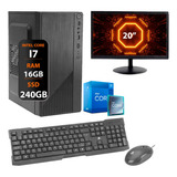Computador Intel I7 3° Ger. 16gb Ssd 240gb Monitor 20 Office