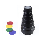 Cone Refletor Snoot Universal Colmeia Filtros Encaixe Bowens