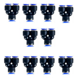 Conexão Pneumática União Emenda Em Y Pu 10mm - Kit 10 Peças