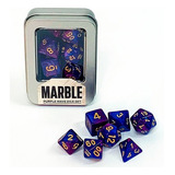 Conj. 7 Dados Marble Rpg (d4, D6, D8, D10, D10%, D12, D20) Cor Roxo
