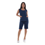 Conj Bermuda Regata Helanca Maleável Resistente Veste Bem