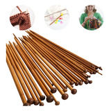 Conjunto 18 Agulhas De Bambu Para Tricô 2,0 Mm A 10,0 Mm