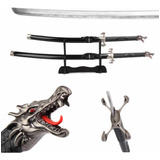 Conjunto 2 Katanas Samurai Dragão Espadas C/ Bainha Aço