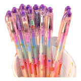 Conjunto 3 Canetas Gel 6 Cores Arco-íris Material Escolar