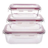 Conjunto 3 Potes De Vidro Refratário Hermético Casambiente Jgti004 Cor Transparente 