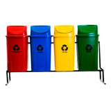 Conjunto 4 Lixeiras Para Coleta Seletiva Com Suporte Cor Azul Csc