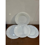 Conjunto 4 Pratos Rasos Colorex Vidro Branco Antigo