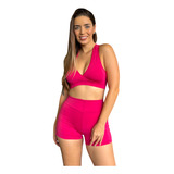 Conjunto Academia Fit Shorts Top Blackout Zero Tranparência