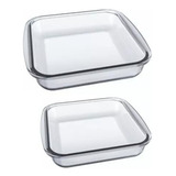Conjunto Assadeiras Quadradas Marinex Vidro - Kit 2 Unidades