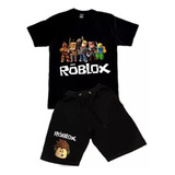 Conjunto Bermud Turma Roblox Camiseta Calça Infantil Juvenil